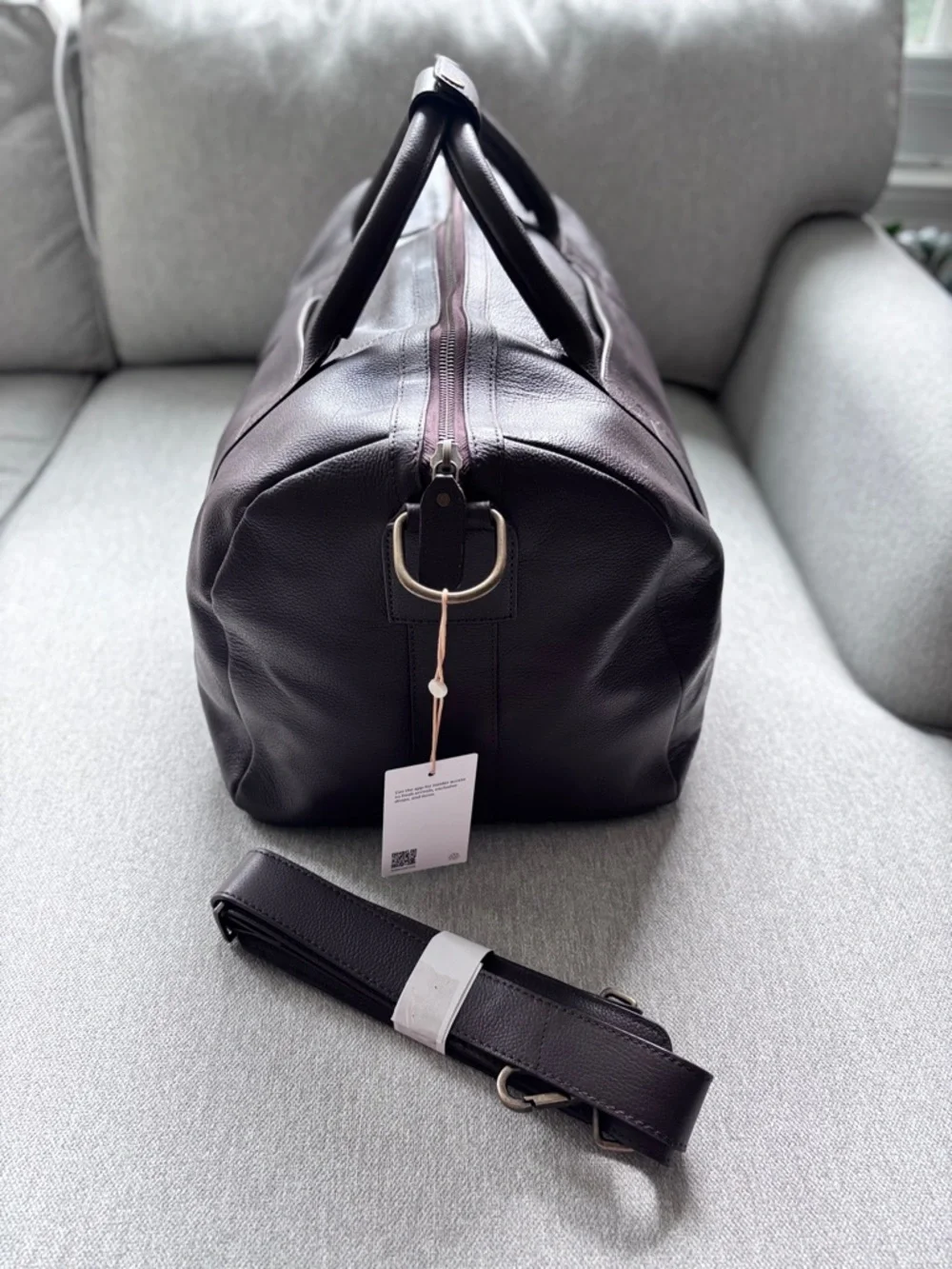 Quince Nappa Leather Duffle Bag Dark Brown New With Tags - Picture 7 of 14